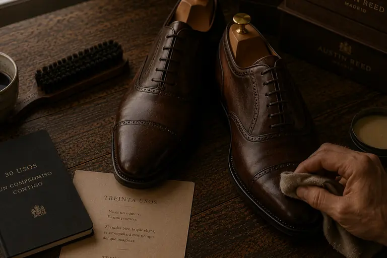 Dos pares de zapatos de piel, uno nuevo y otro con pátina